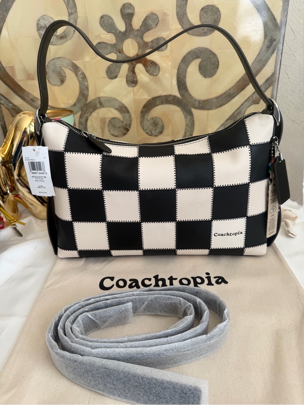 NWT Coachtopia Alter/Ego Slouchy Shoulder Bag Black & Whie